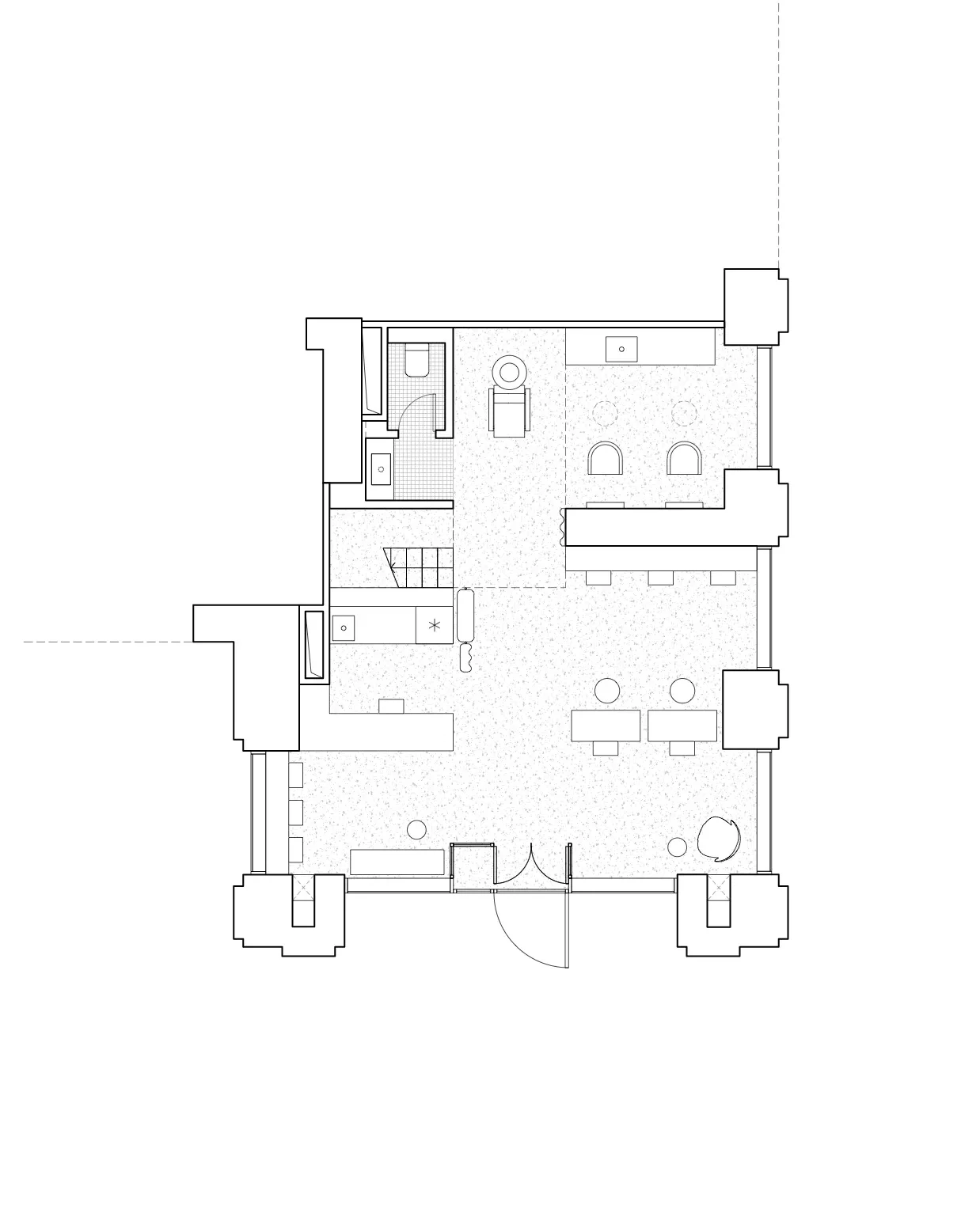 Чёрно-белый чертёж плана небольшого помещения.