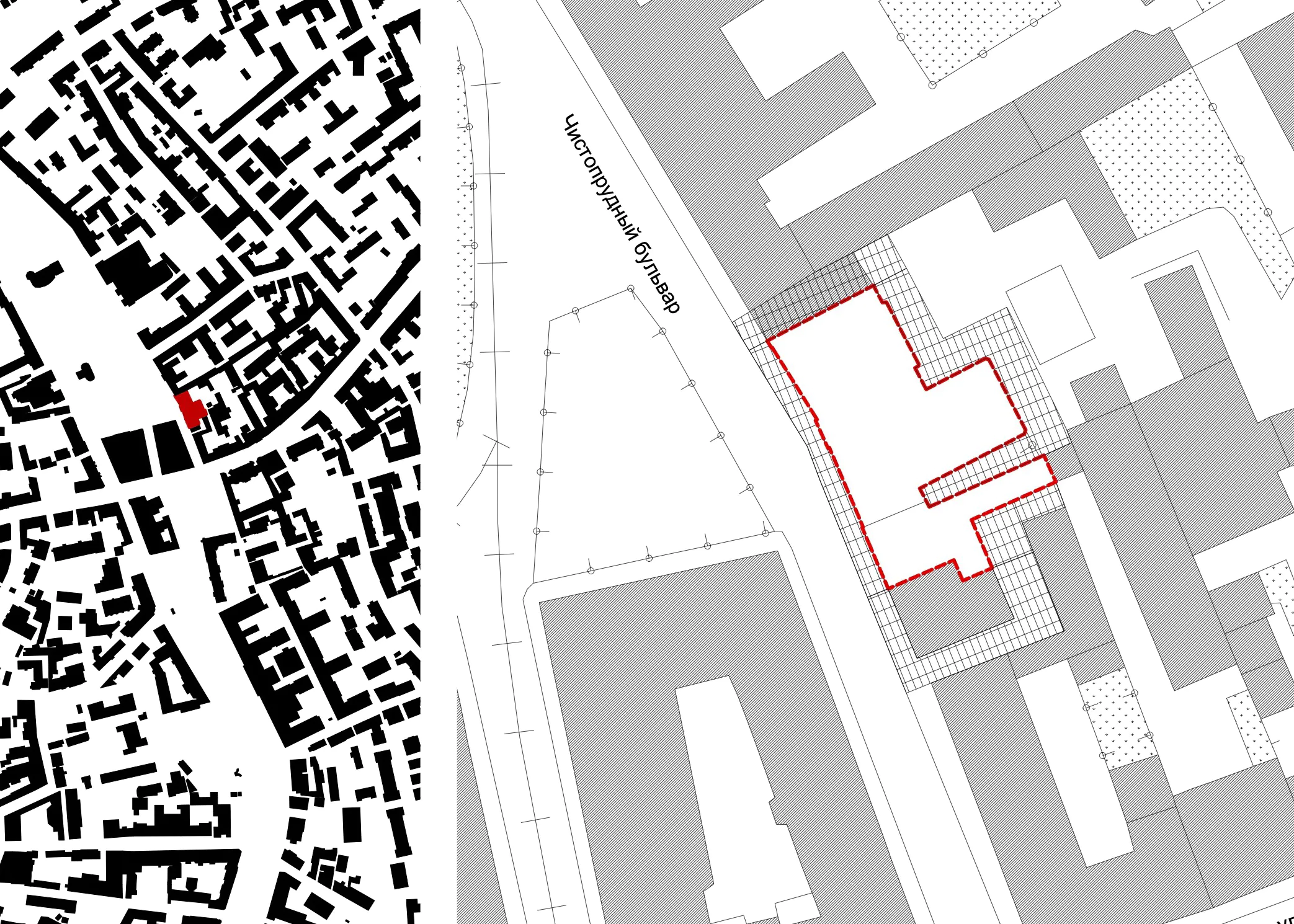 Карта района с красной линией, обозначающей маршрут.