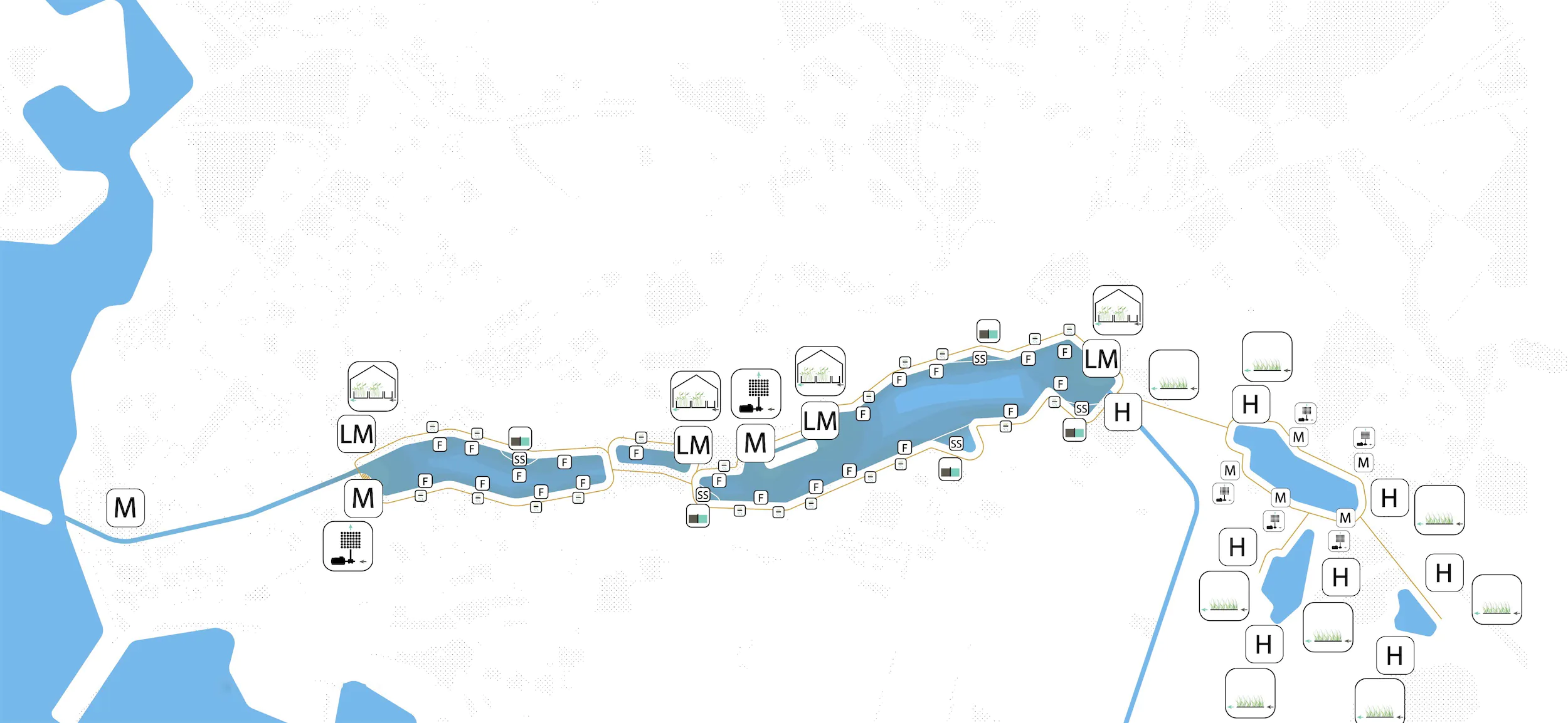 Карта с условными обозначениями и пояснениями.