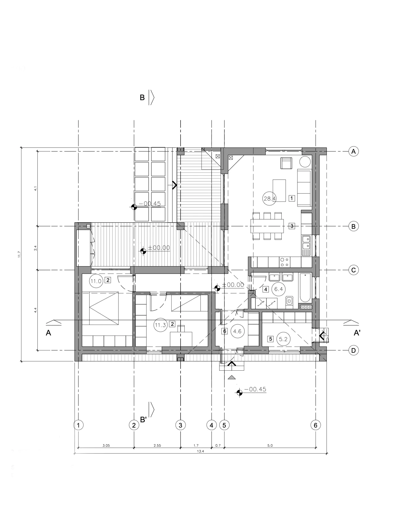 План этажа с расположением и размерами помещений.