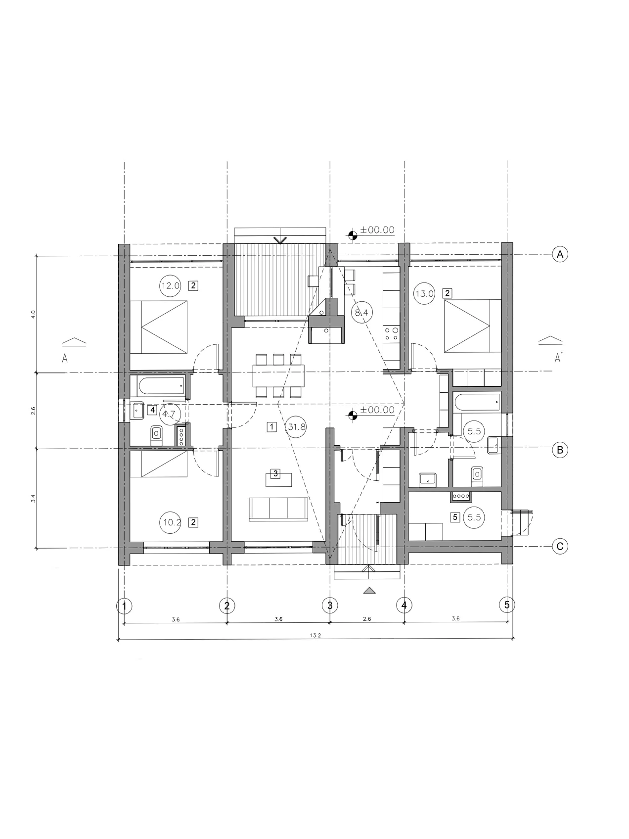 Технический план этажа с несколькими помещениями, размерами и подписями.