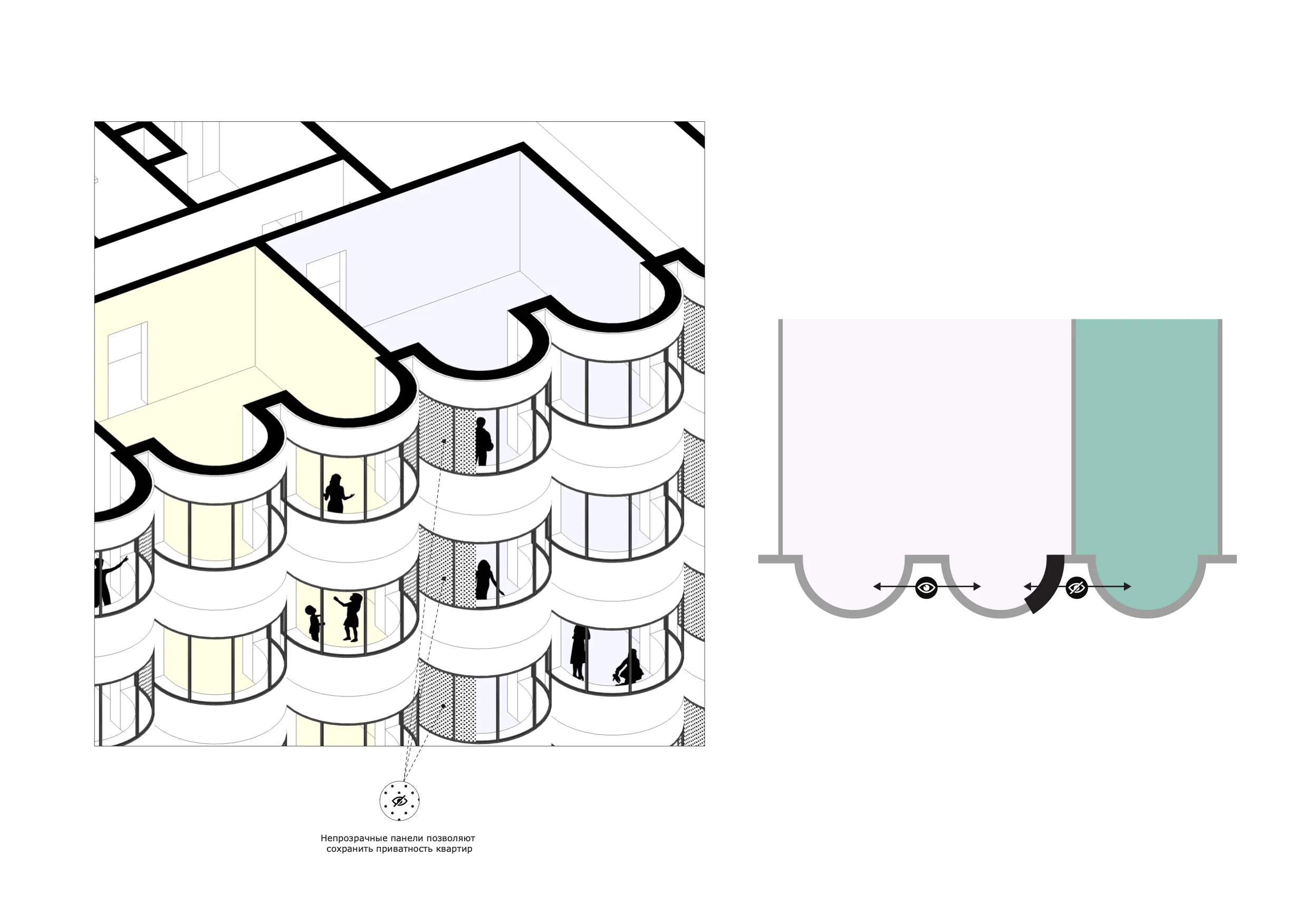 План этажа здания с криволинейной конфигурацией и небольшим участком стены.